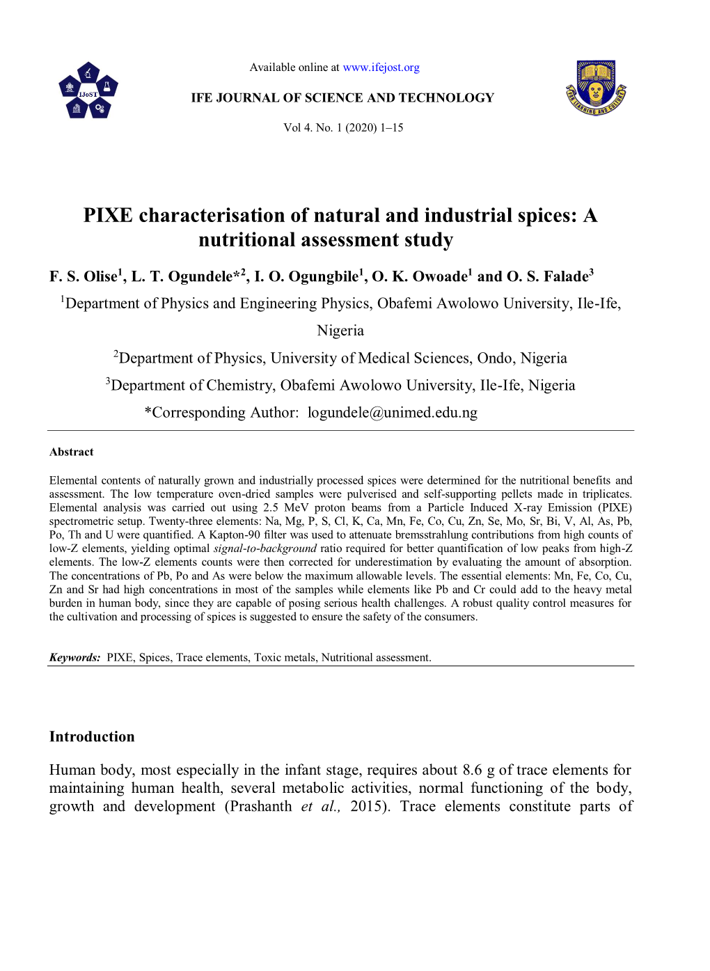 PIXE Characterisation of Natural and Industrial Spices: a Nutritional Assessment Study