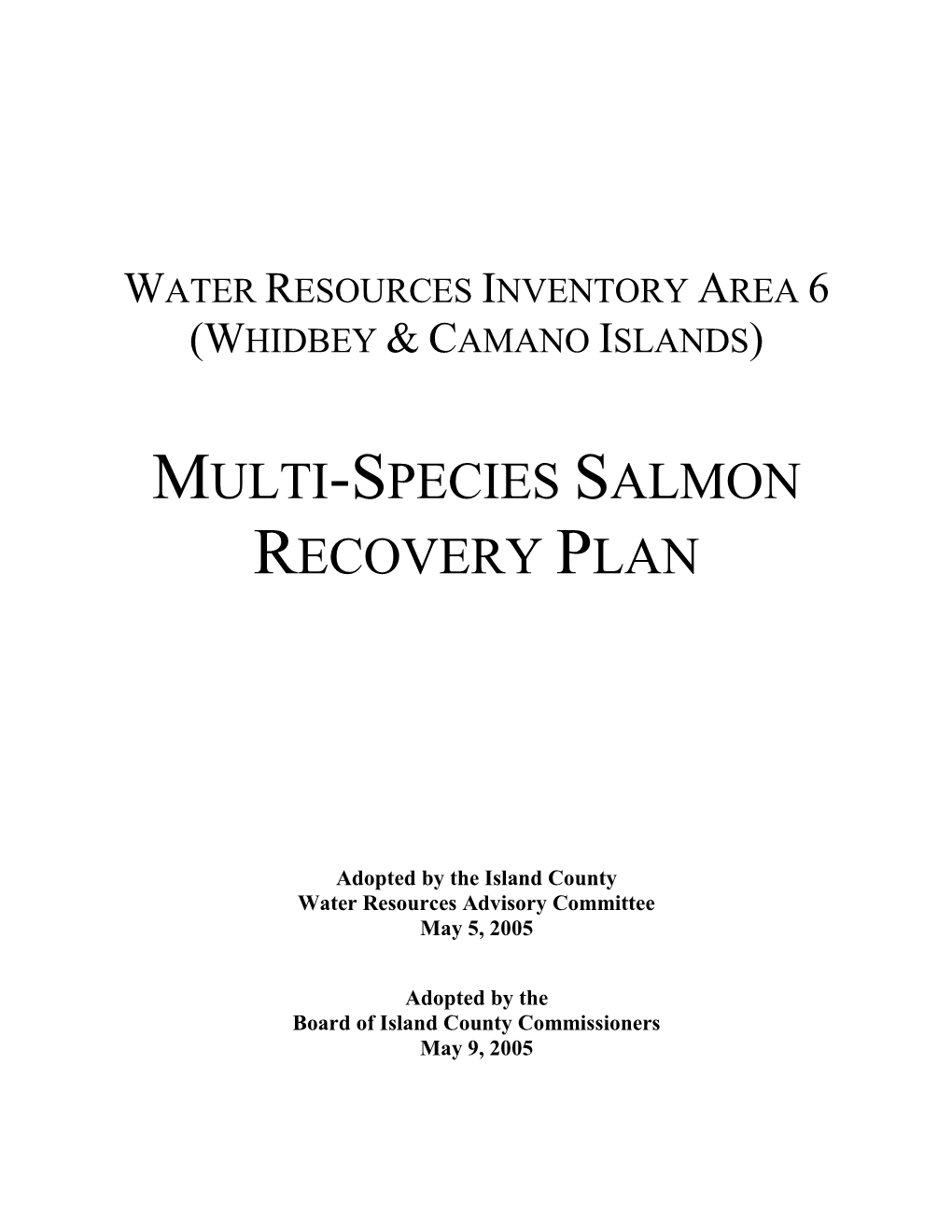 Island County Salmon Recovery Plan