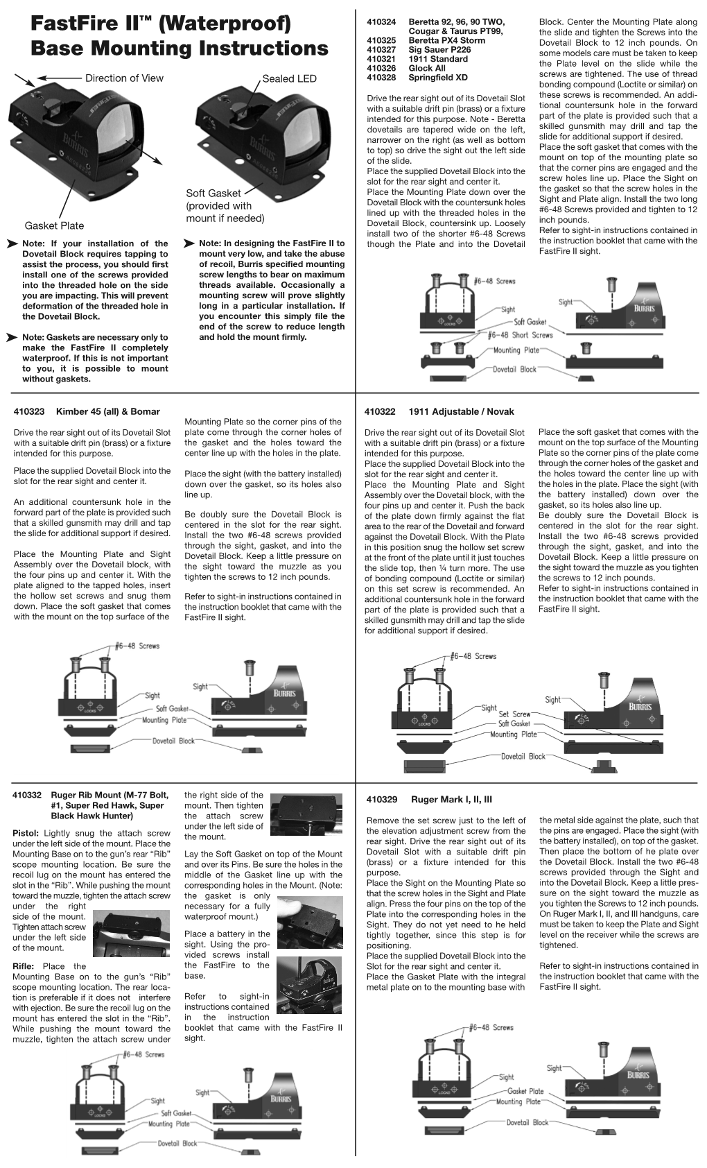 Fastfire II™ (Waterproof) Base Mounting Instructions