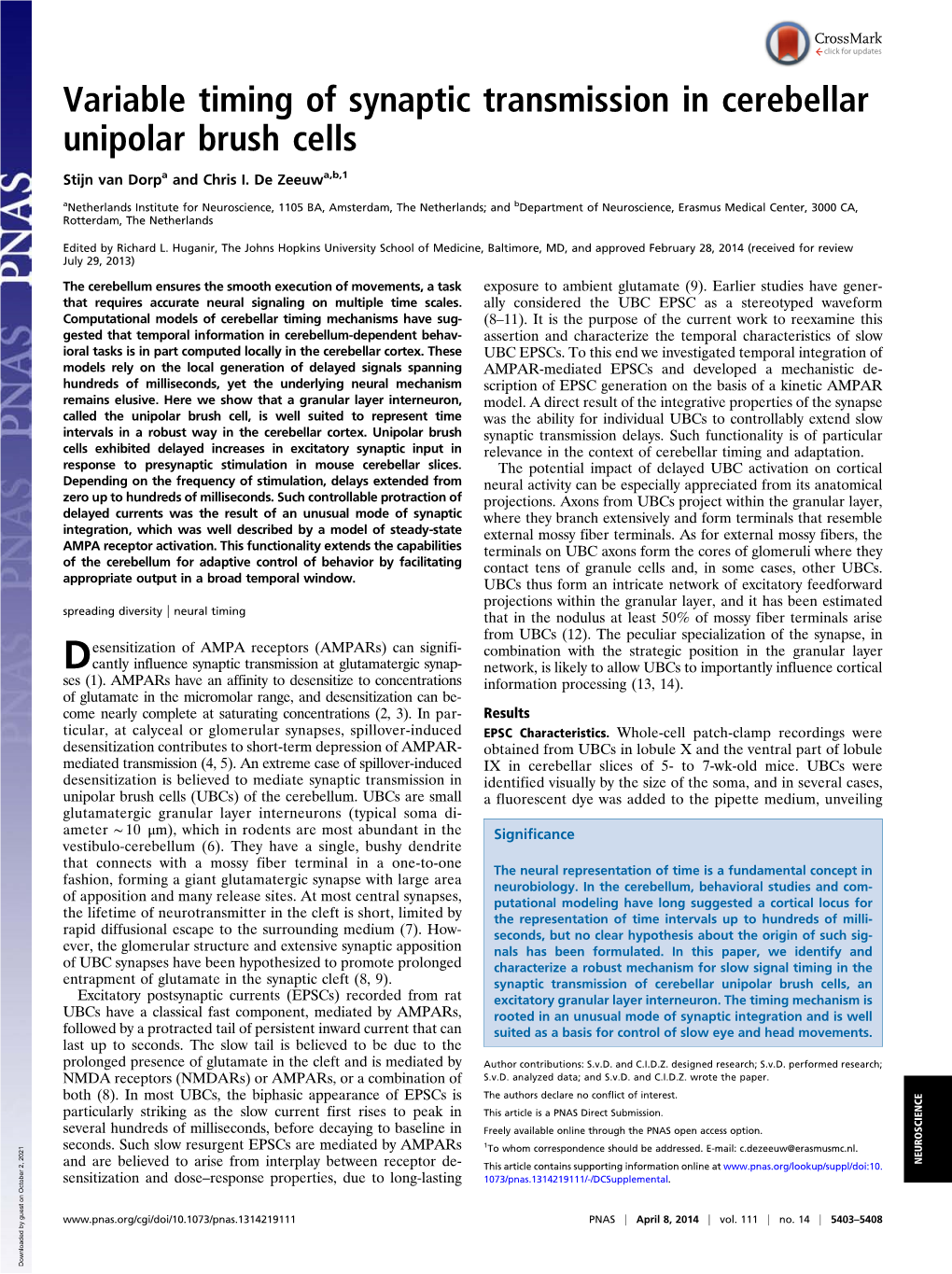 Variable Timing of Synaptic Transmission in Cerebellar Unipolar Brush Cells