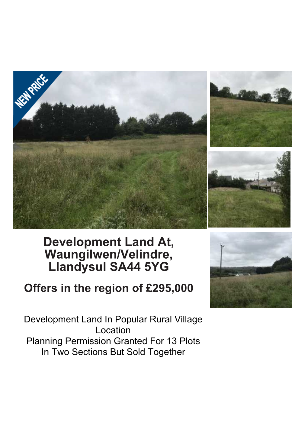 Development Land At, Waungilwen/Velindre, Llandysul SA44 5YG Offers in the Region of £295,000