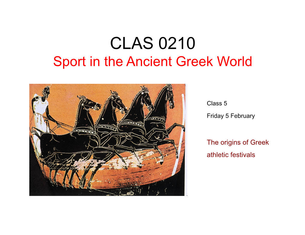 Sport in the Ancient Greek World