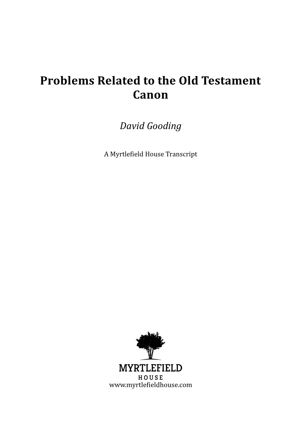 Problems Related to the Old Testament Canon