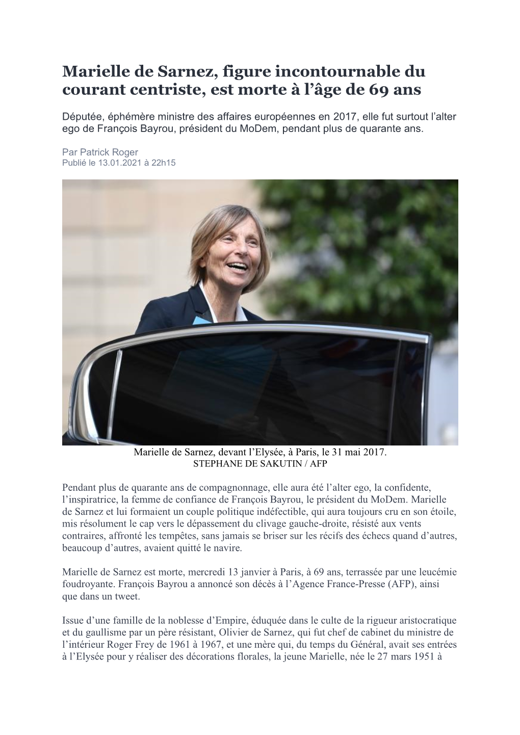 Marielle De Sarnez, Figure Incontournable Du Courant Centriste, Est Morte À L’Âge De 69 Ans