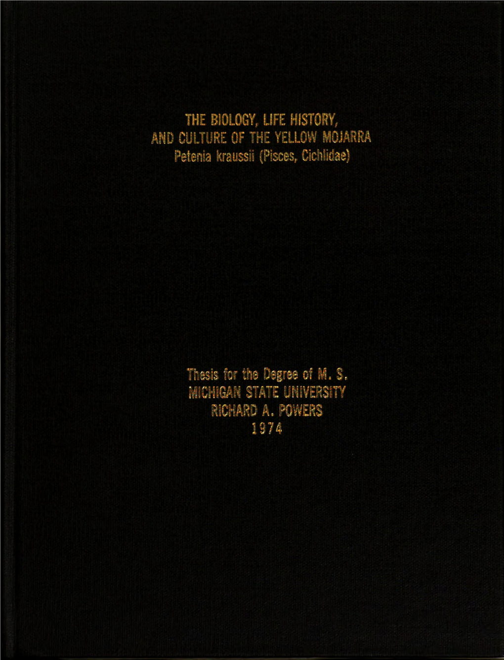 LIFE HISTORY, and CULTURE 0F YHE YELLOW MOJARRA Petenia Kraussii (Pisces, Cichlidae)