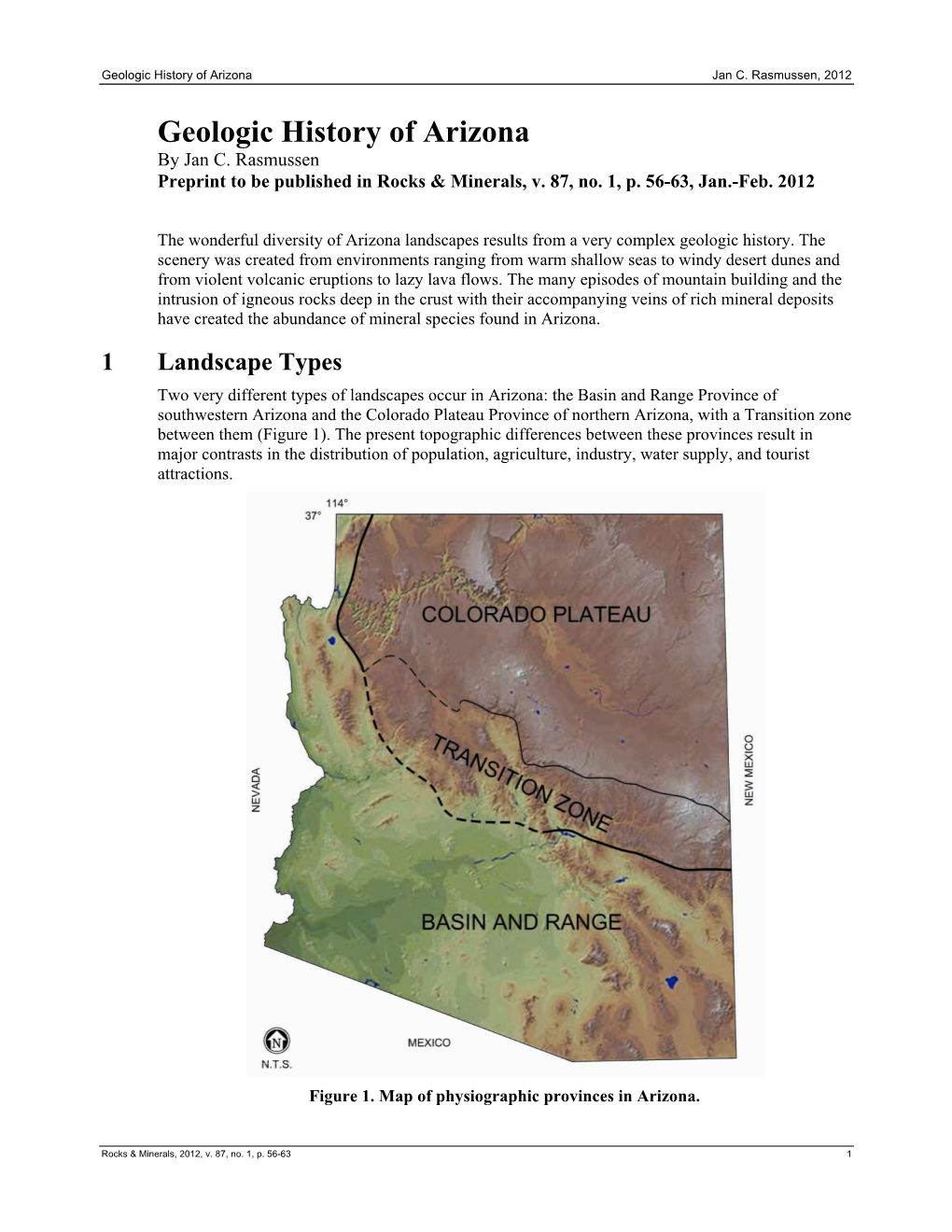 Geologic History of Arizona Jan C