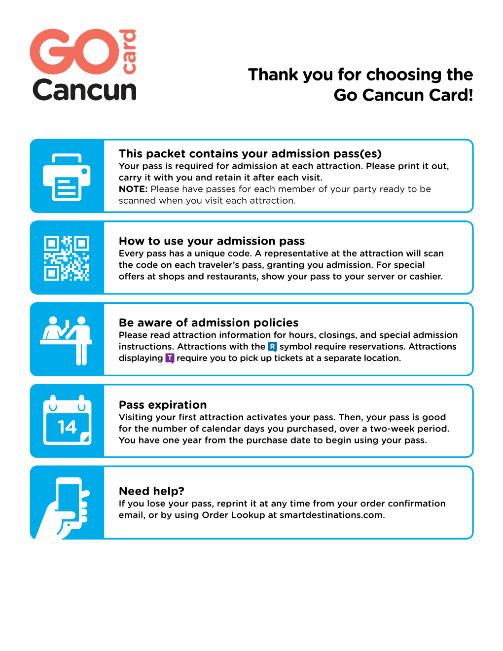 Thank You for Choosing the Go Cancun Card!