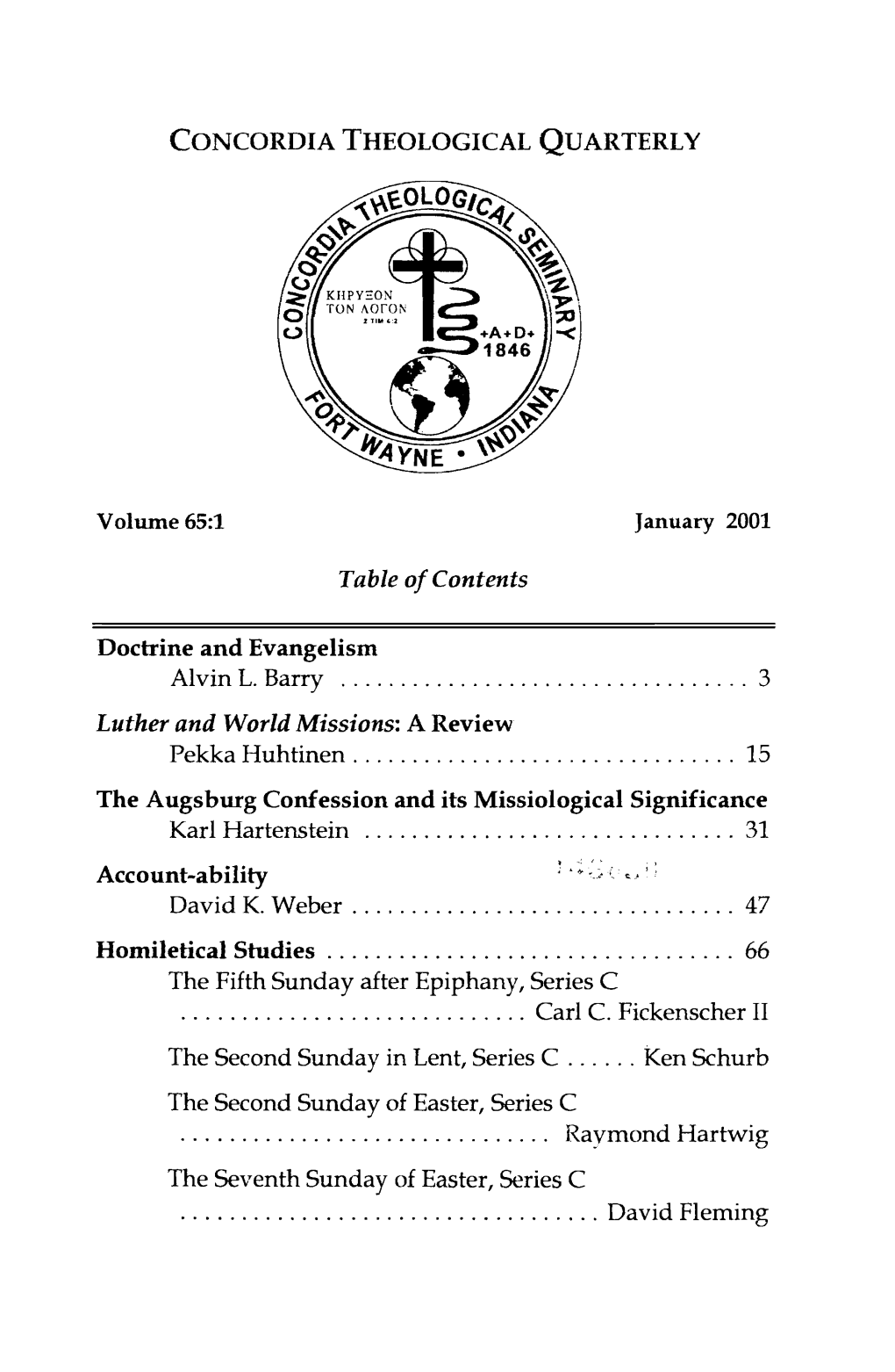 The Augsburg Confession and Its Missiological Signifigance