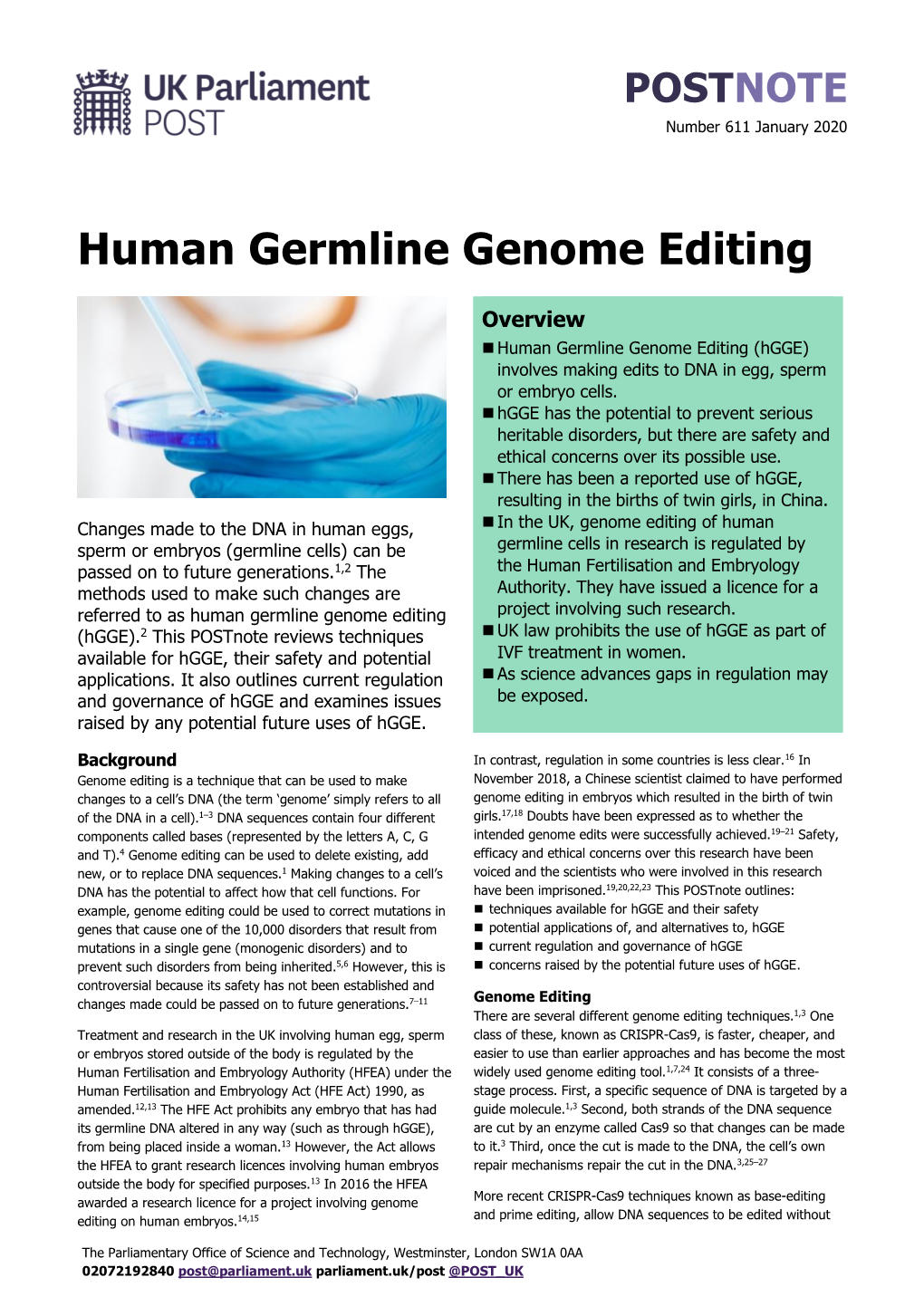 Human Germline Genome Editing