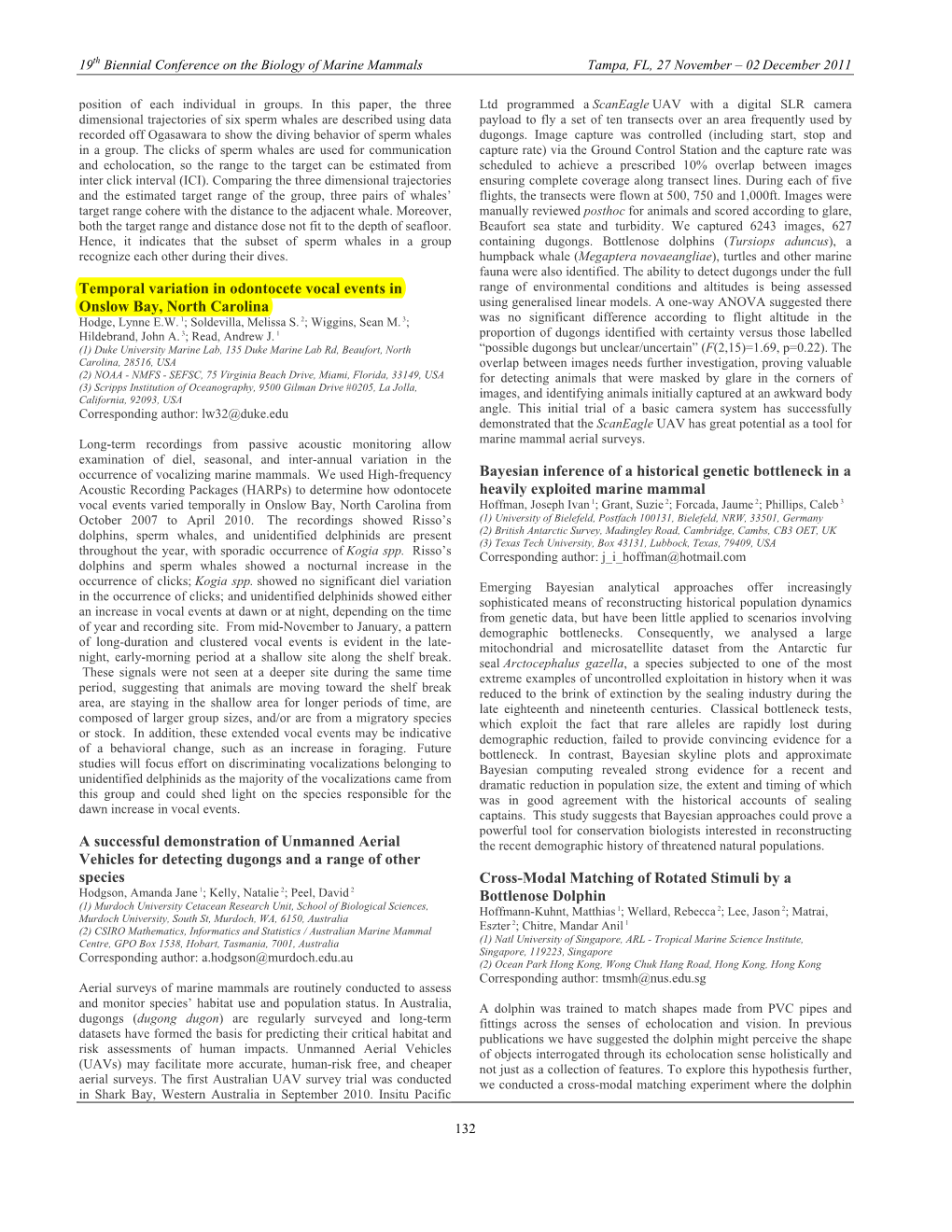 Temporal Variation in Odontocete Vocal Events in Onslow Bay, North