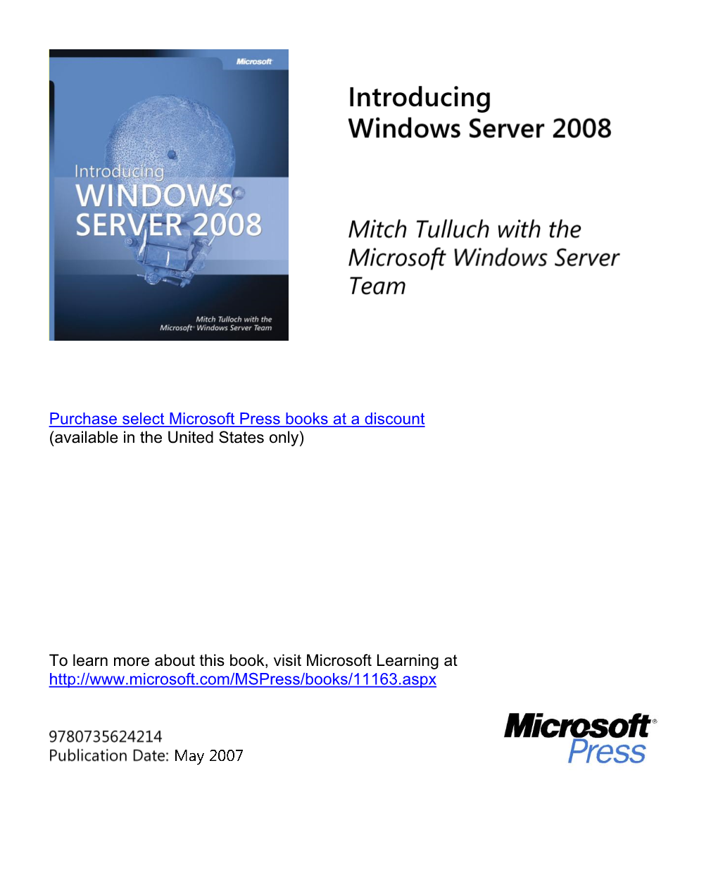 Introducing Windows Server 2008 Ebook