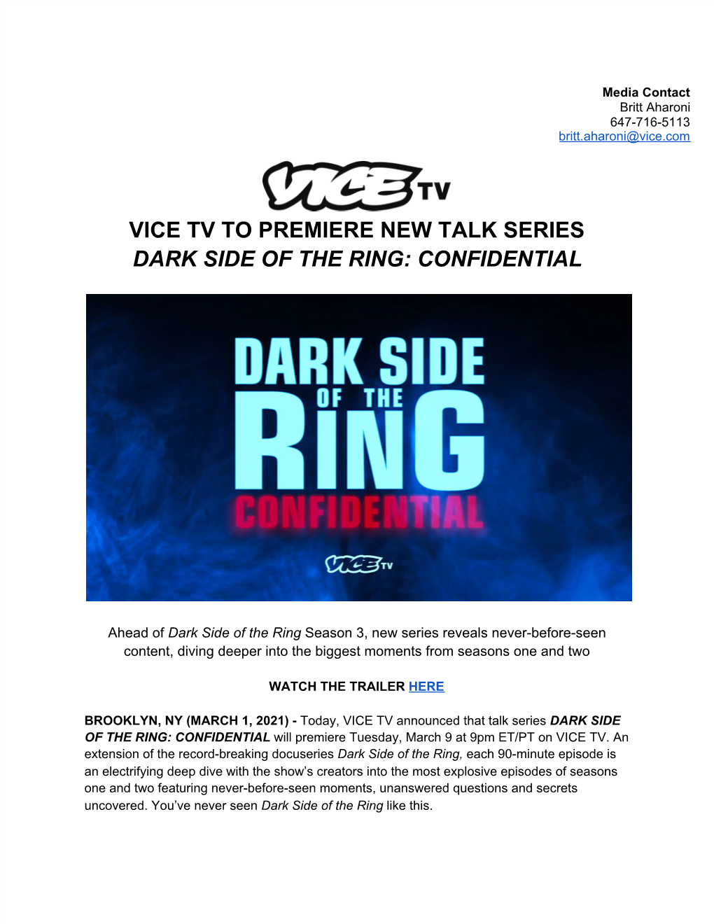 Vice Tv to Premiere New Talk Series Dark Side of the Ring: Confidential