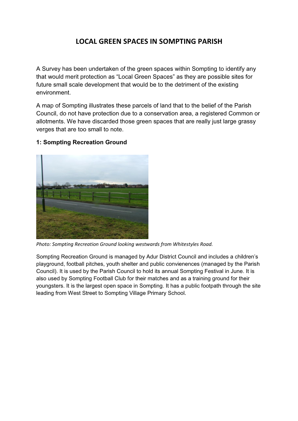 Local Green Spaces in Sompting Parish