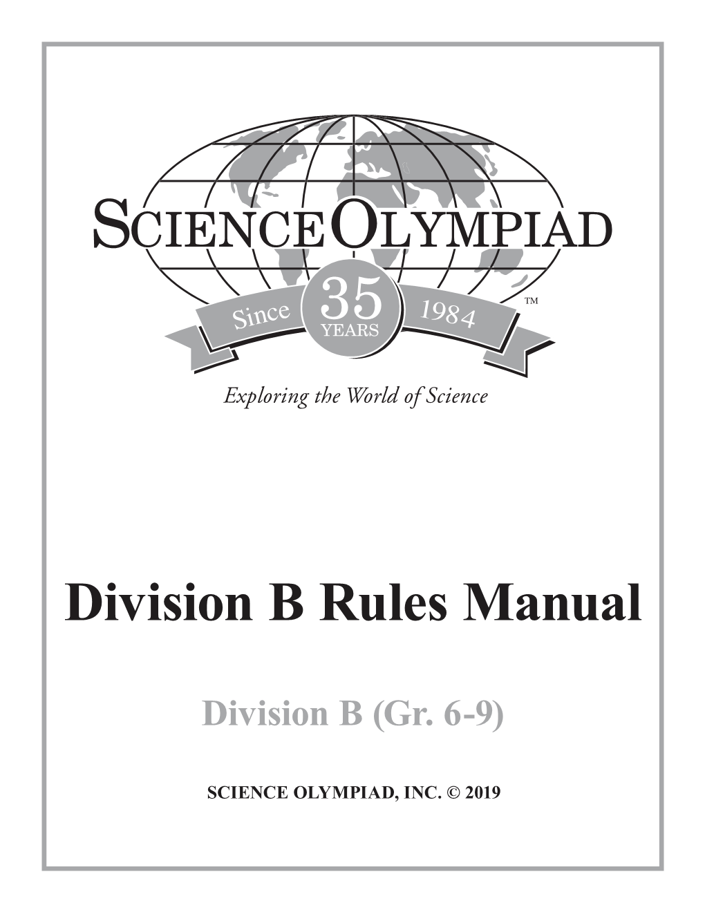 Science Olympiad Division B Rules Manual