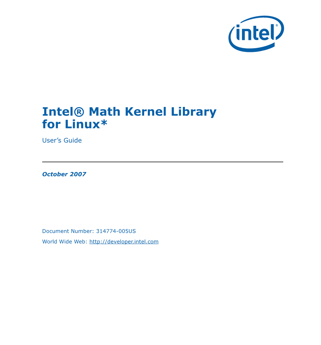 Intel(R) Math Kernel Library for Linux* User's Guide