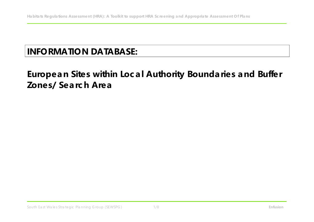 European Sites Within Local Authority Boundaries and Buffer Zones/ Search Area