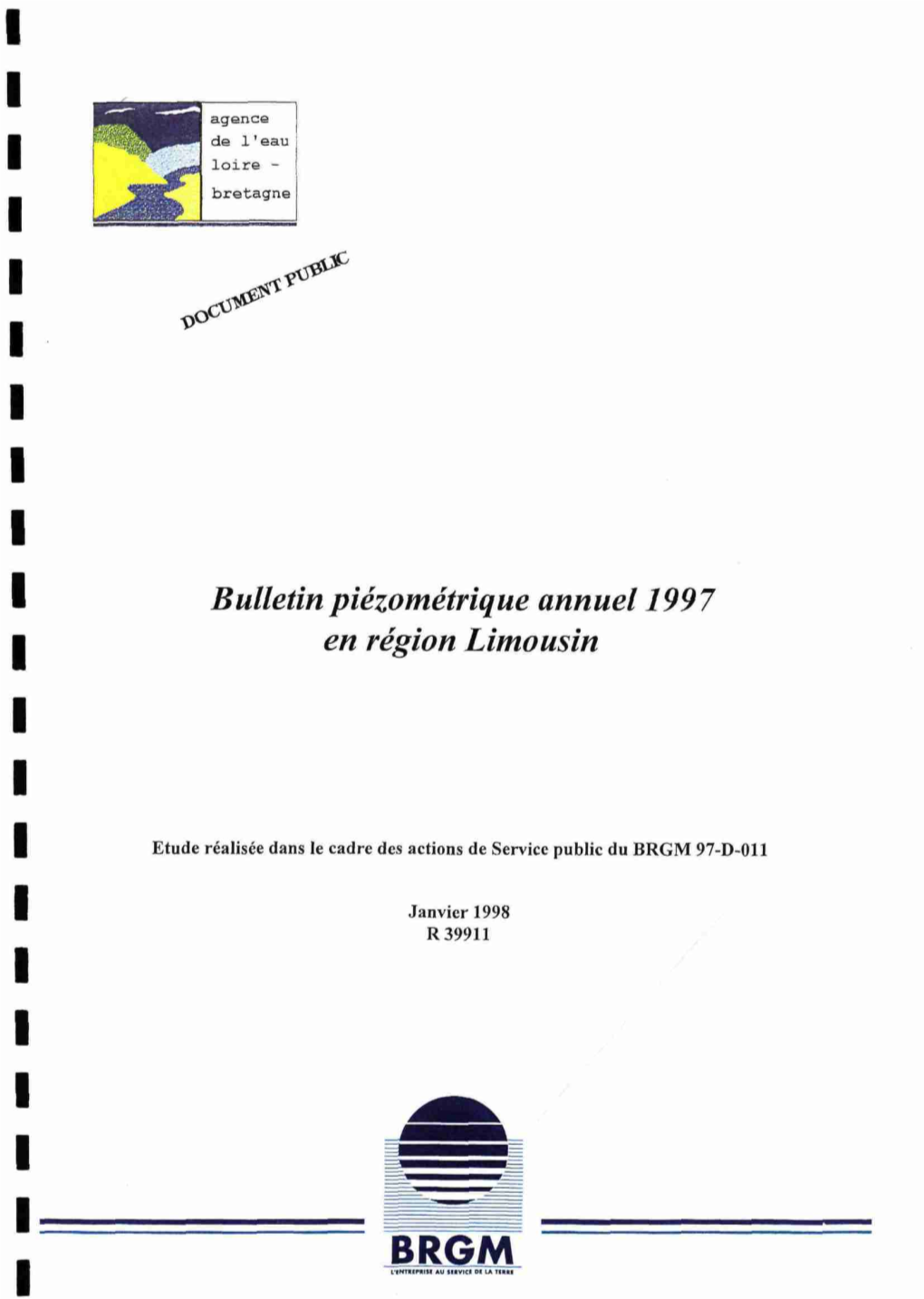 Bulletin Piezométrique Annuel 1997 En Région Limousin