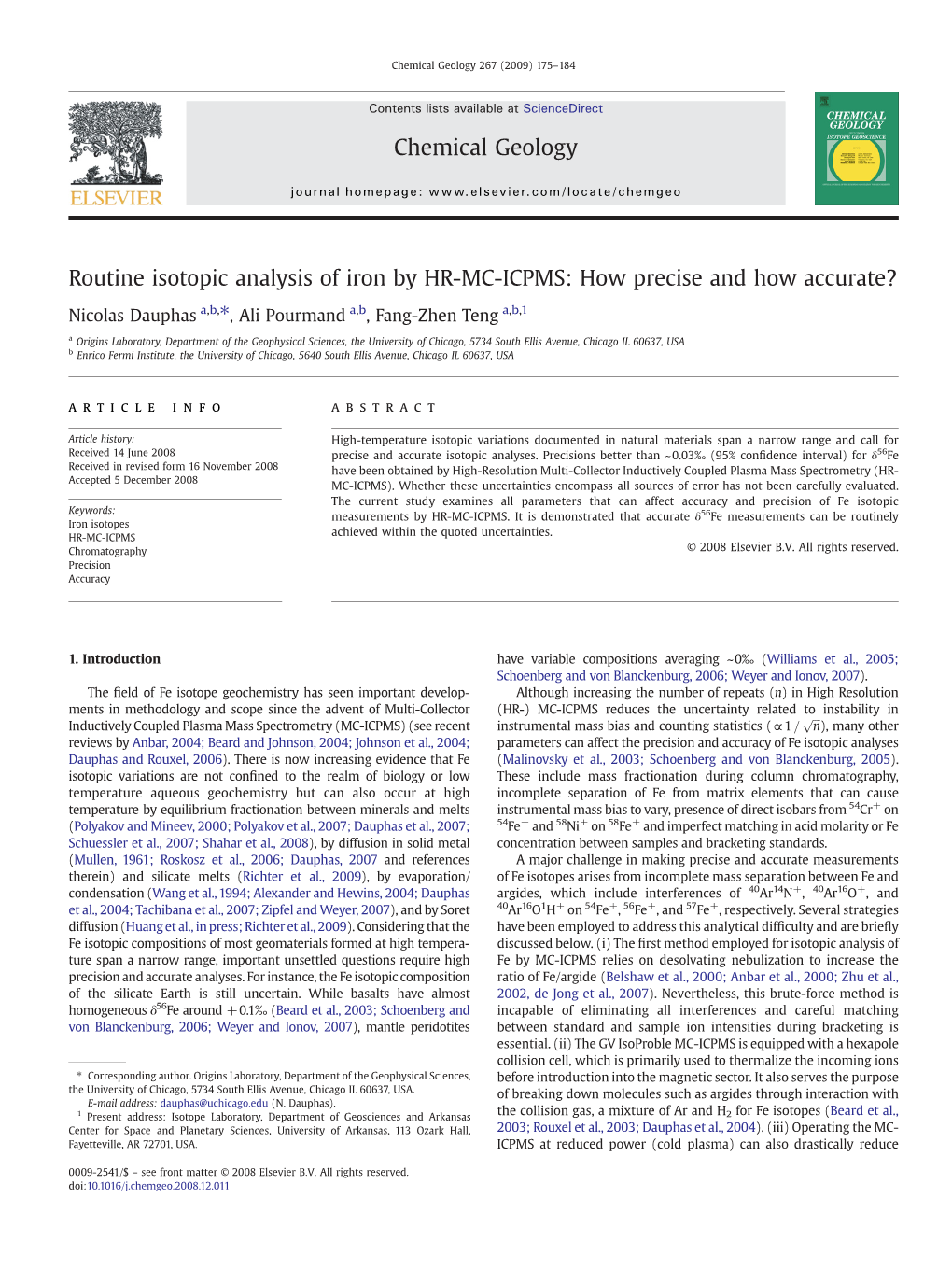 Routine Isotopic Analysis of Iron by HR-MC-ICPMS: How Precise and How Accurate?