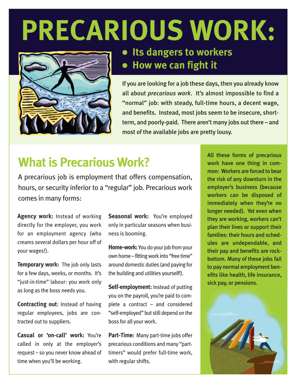 PRECARIOUS WORK: • Its Dangers to Workers • How We Can Fight It