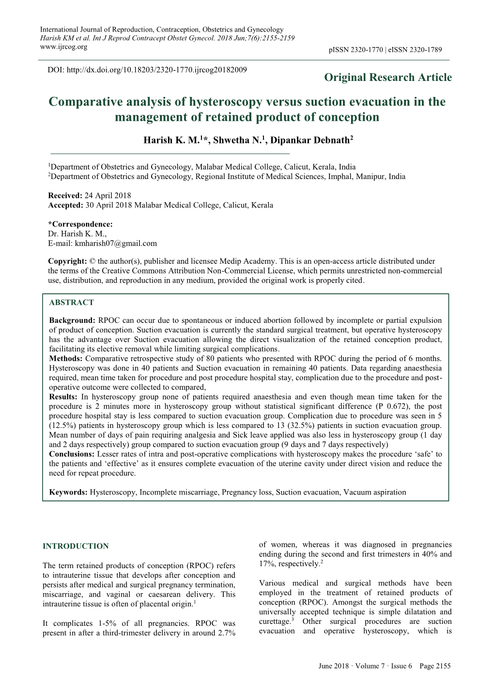 Comparative Analysis of Hysteroscopy Versus Suction Evacuation in the Management of Retained Product of Conception