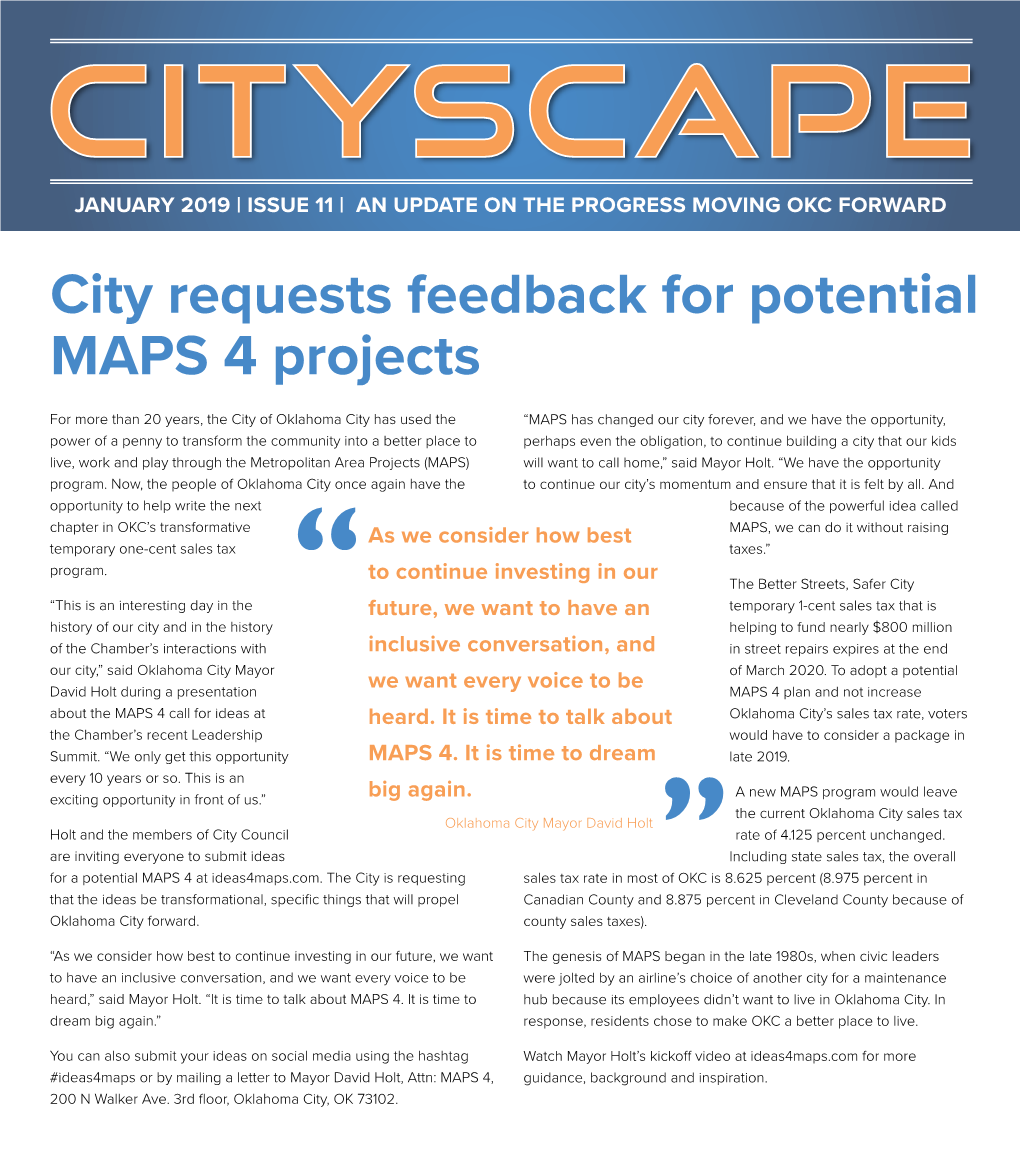 City Requests Feedback for Potential MAPS 4 Projects