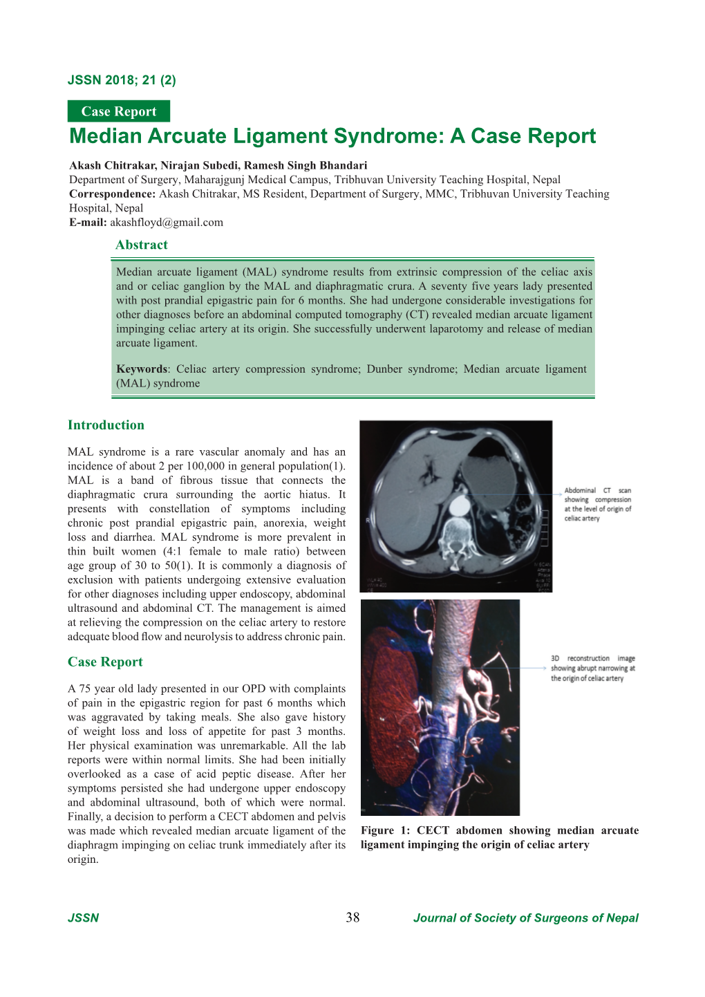 Median Arcuate Ligament Syndrome: a Case Report