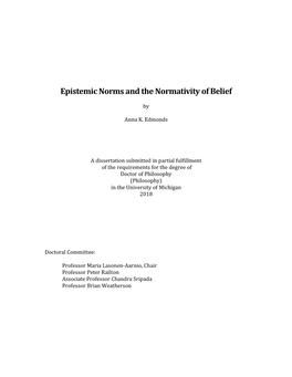 Epistemic Norms and the Normativity of Belief