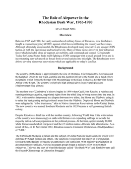 The Role of Airpower in the Rhodesian Bush War, 1965-1980