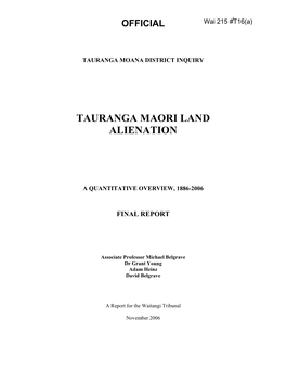 Tauranga Maori Land Alienation