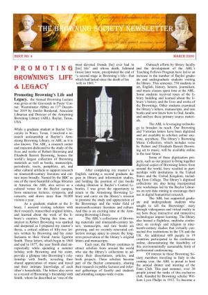 The Browning Society Newsletter the Browning Society Newsletter
