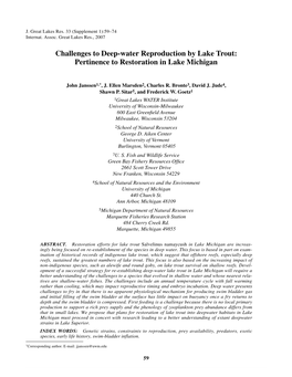 Challenges to Deep-Water Reproduction by Lake Trout: Pertinence to Restoration in Lake Michigan