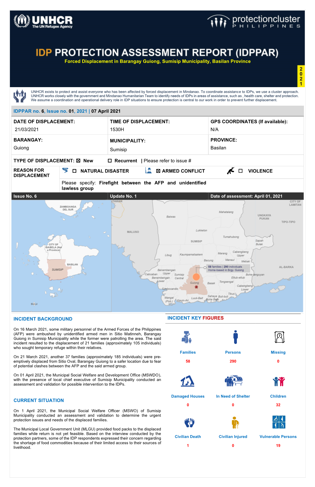 Forced Displacement in Barangay Guiong, Sumisip Municipality, Basilan Province