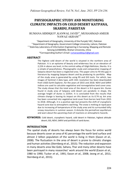 Physiographic Study and Monitoring Climatic Impacts