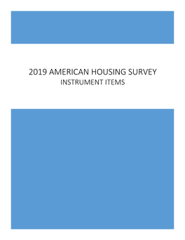 2019 American Housing Survey Instrument Items