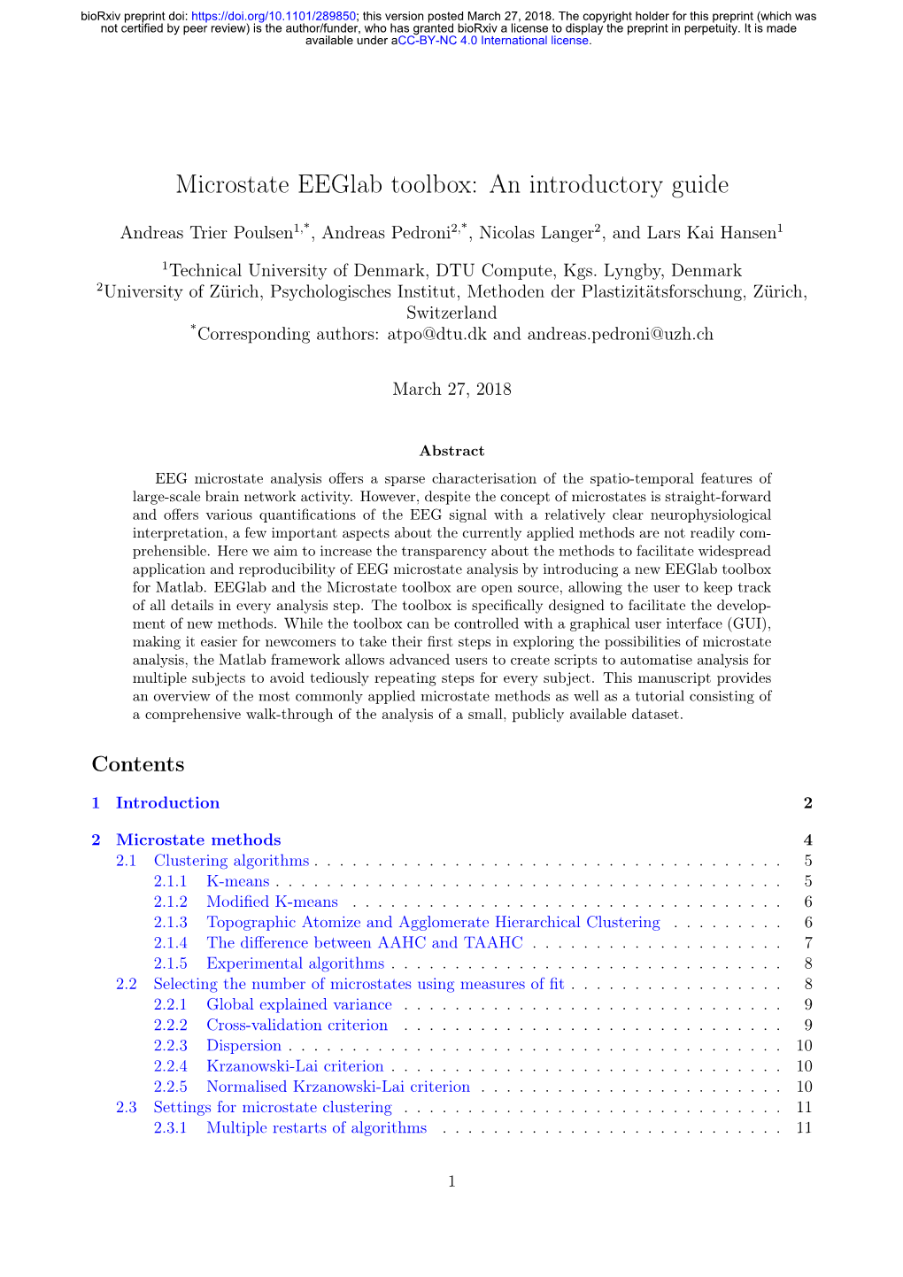 Microstate Eeglab Toolbox: an Introductory Guide