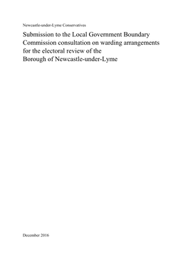 Submission to the Local Government Boundary Commission Consultation on Warding Arrangements for the Electoral Review of the Borough of Newcastle-Under-Lyme