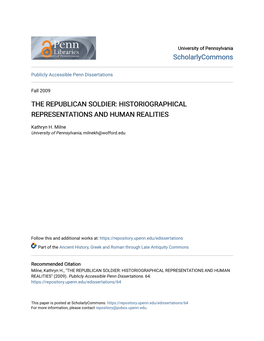 The Republican Soldier: Historiographical Representations and Human Realities