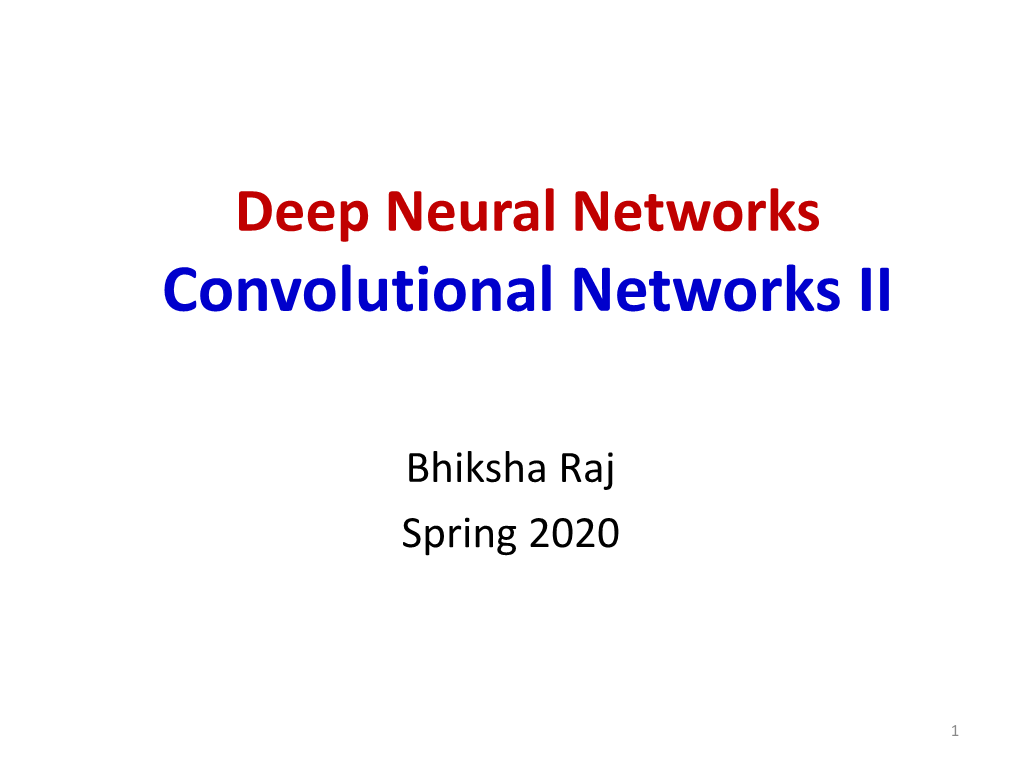 Convolutional Networks II