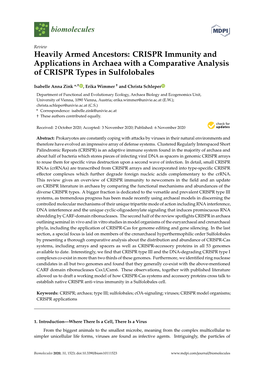 CRISPR Immunity and Applications in Archaea with a Comparative Analysis of CRISPR Types in Sulfolobales