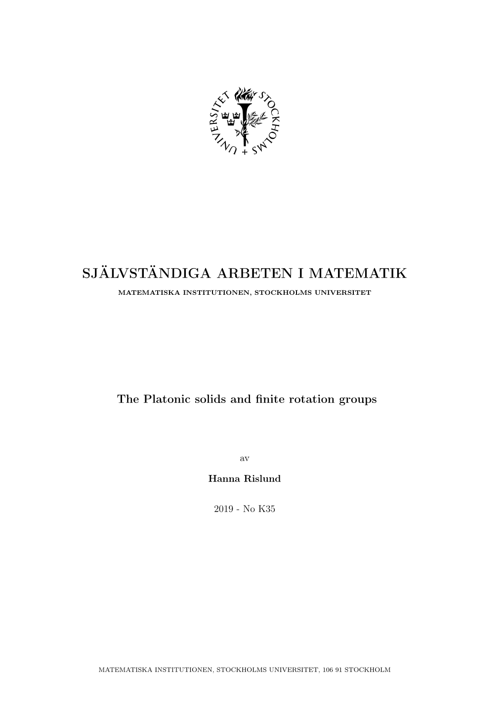 The Platonic Solids and Finite Rotation Groups