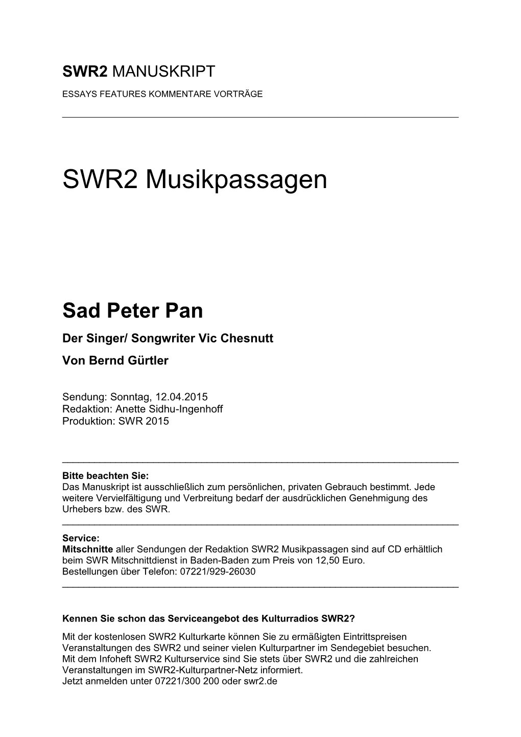 SWR2 Musikpassagen