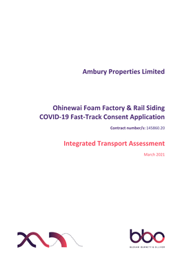 Ambury Properties Limited Ohinewai Foam Factory & Rail Siding COVID