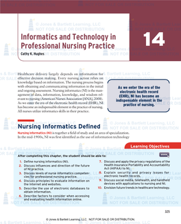 Informatics and Technology in Professional Nursing Practice