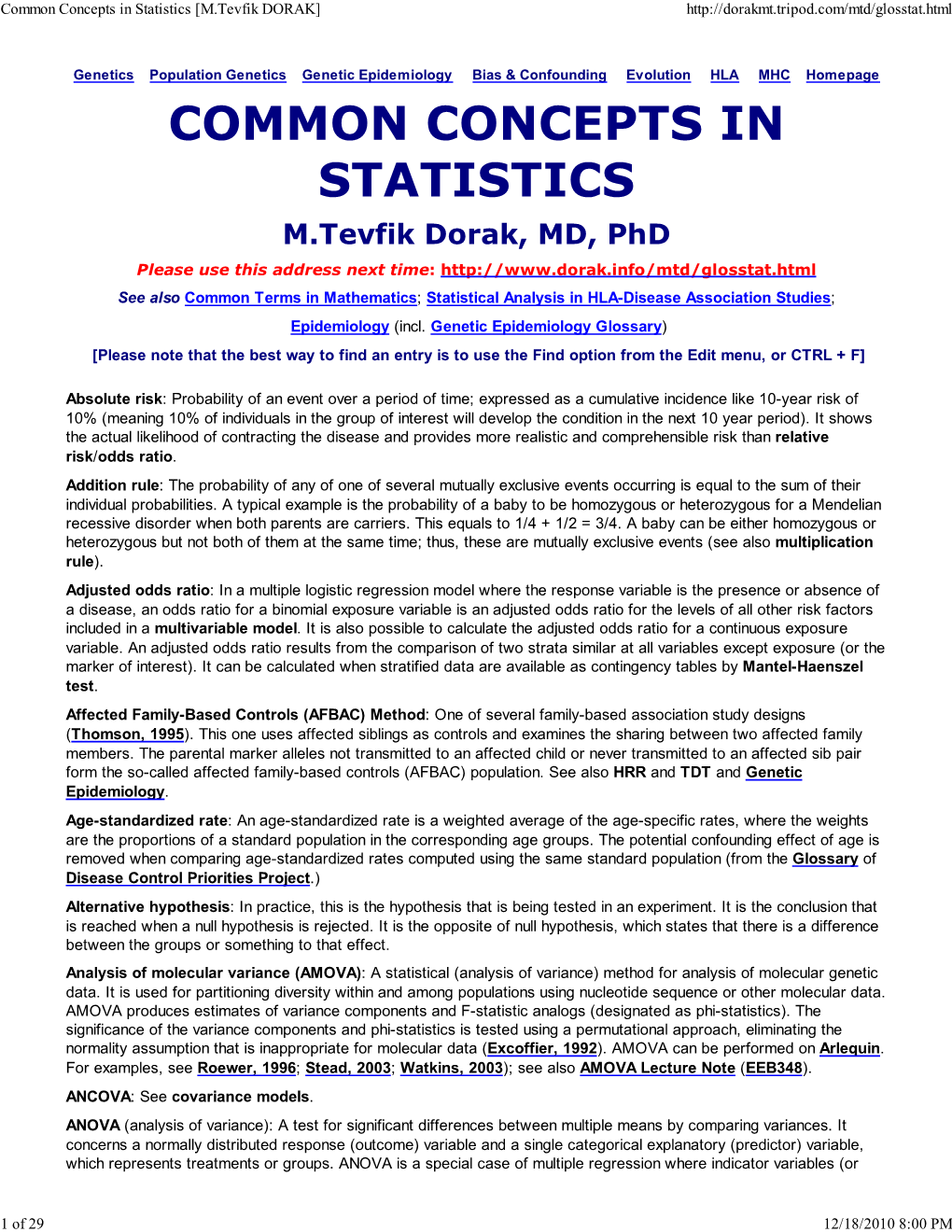 Common Concepts in Statisti