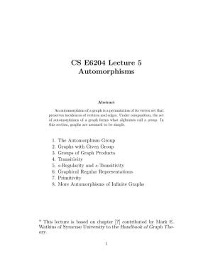 CS E6204 Lecture 5 Automorphisms