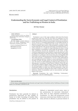 Understanding the Socio-Economic and Legal Context of Prostitution and Sex Trafficking on Women in India