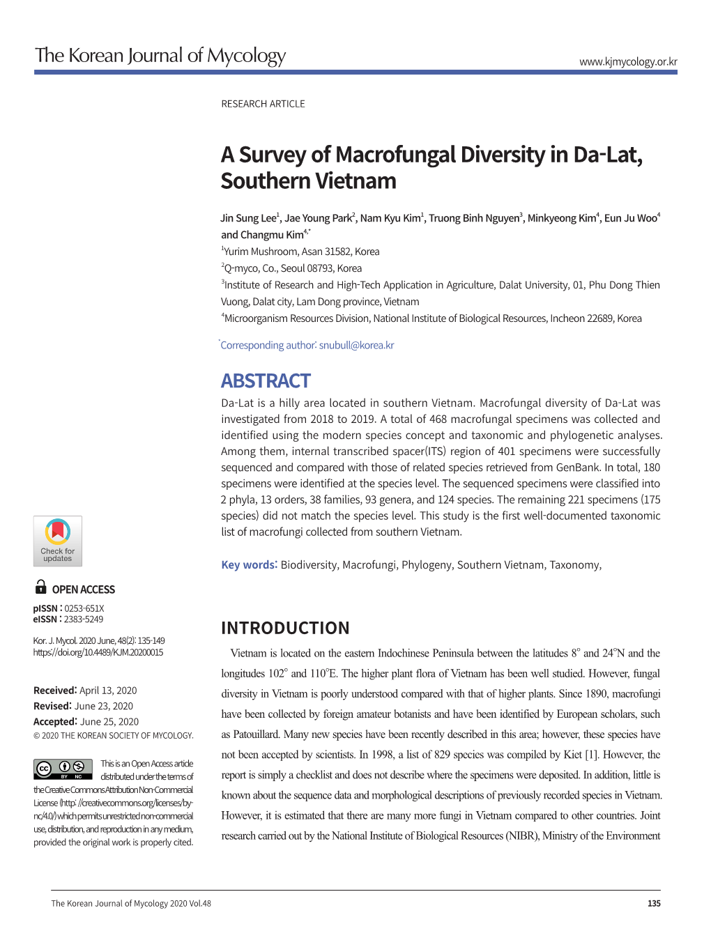 A Survey of Macrofungal Diversity in Da-Lat, Southern Vietnam