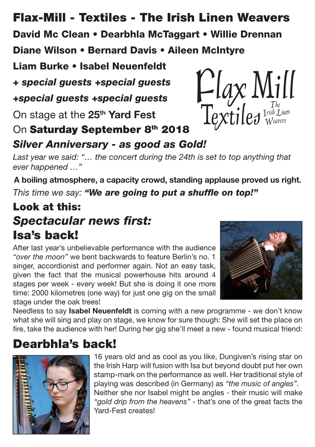 Flax Mill Concert Programme 2018