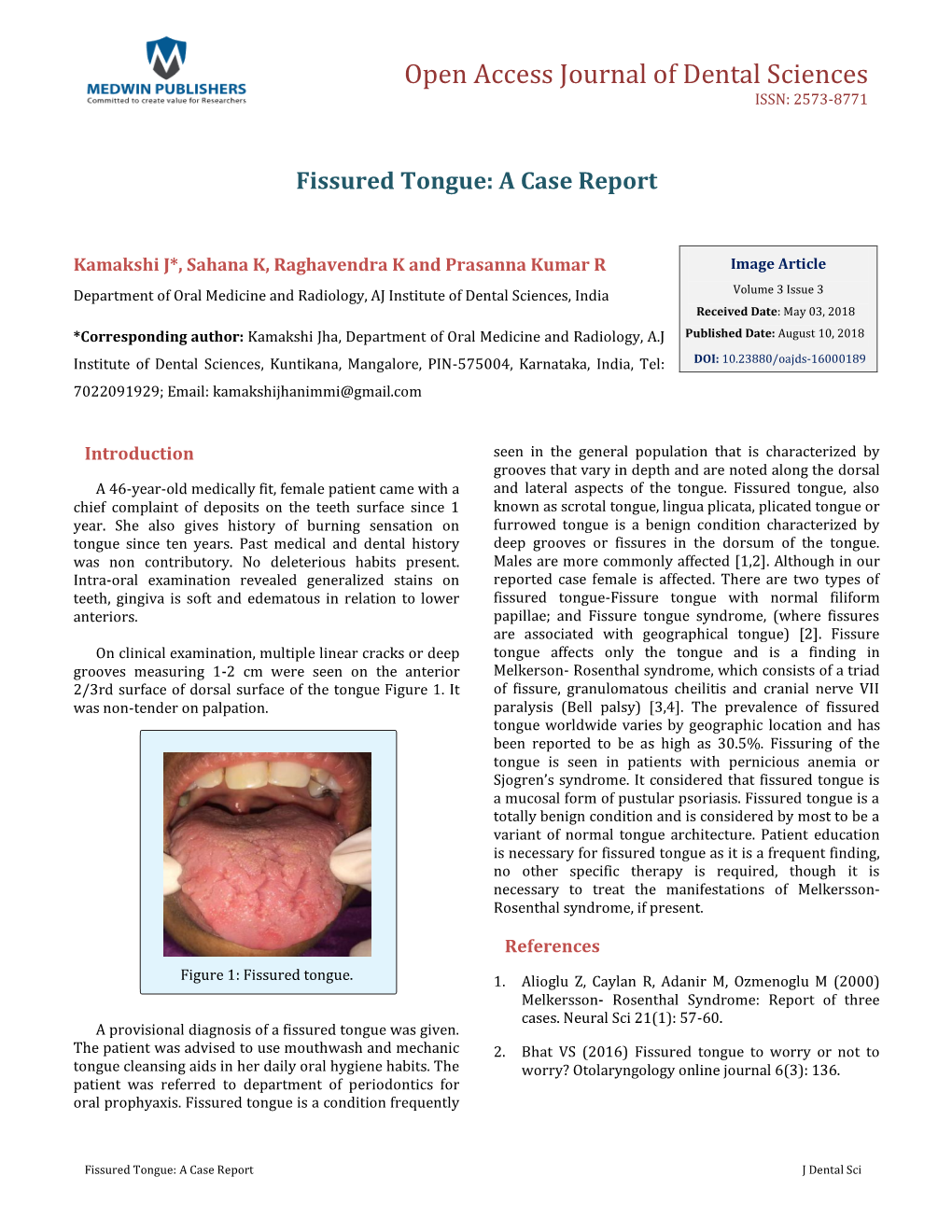 Fissured Tongue: a Case Report