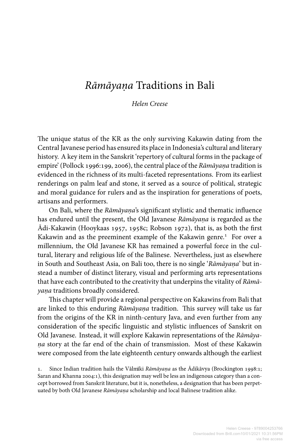 Rāmāyaṇa Traditions in Bali